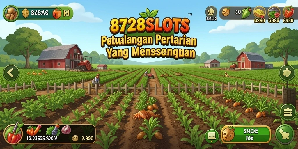Gameplay seru di 8728SLOTS yang menampilkan lahan pertanian yang subur.