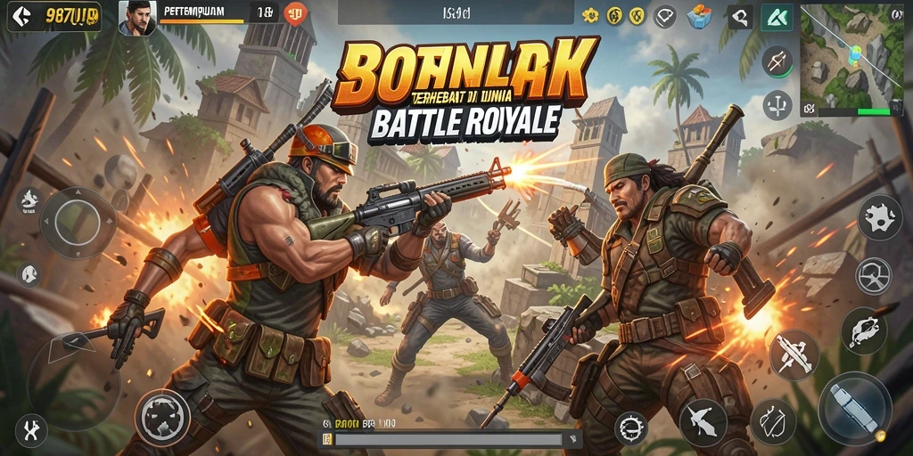 Gameplay seru dan aksi mendebarkan di 987UP Battle Royale.