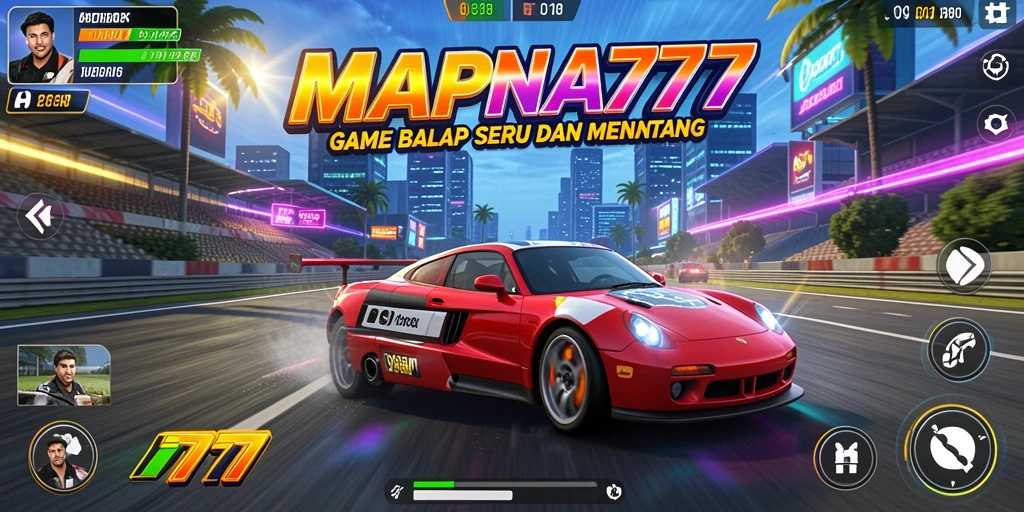 Tampilan gameplay seru dari MAPNA777 dalam balapan yang mendebarkan.