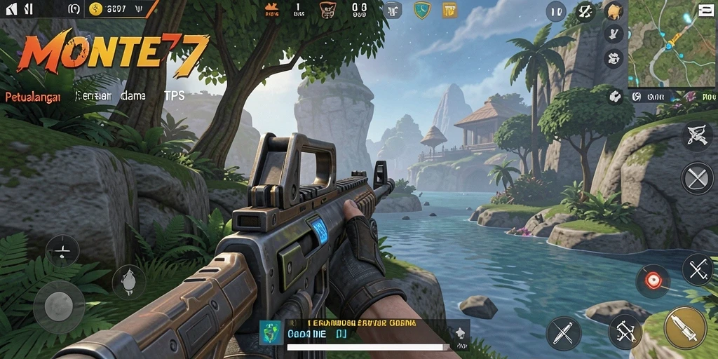 Tampilan gameplay MONTE77 yang memukau dalam aksi TPS.
