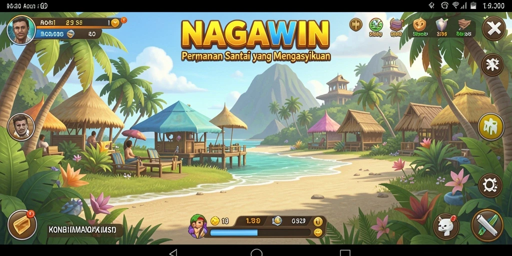 Tampilan gameplay NAGAWIN yang ceria dan penuh tantangan.