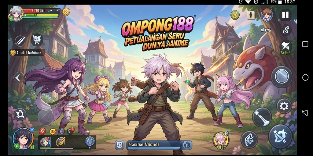 Screenshot gameplay OMPONG188 menampilkan karakter anime dengan grafis yang memukau.