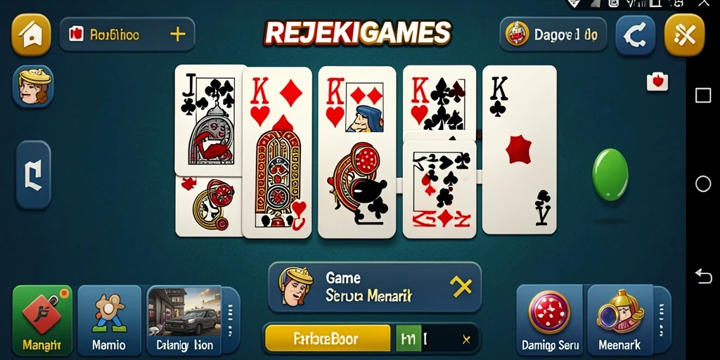 Tampilan gameplay seru dalam REJEKIGAMES saat bermain Domino.